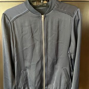 TOPSHOP Silky navy blue bomber